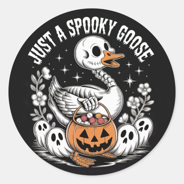 Adesivo Redondo Just A Spooky Goose Halloween Sticker – Cute Funny (Frente)