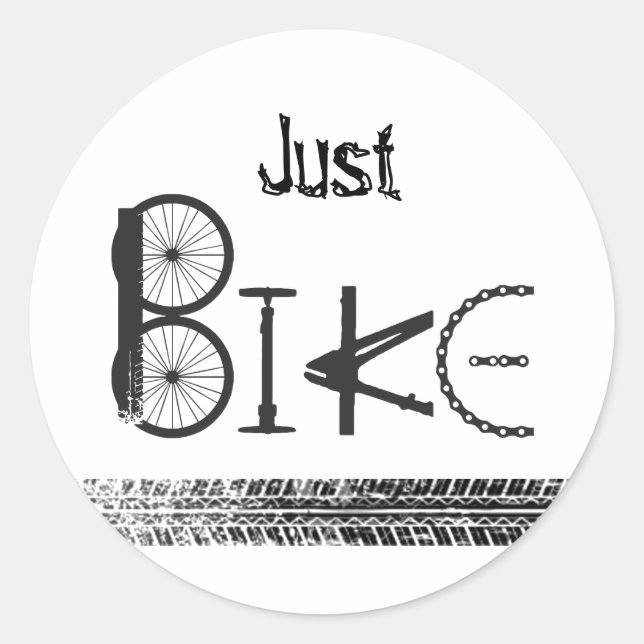 Adesivo Redondo "Just Bike" Graffiti from Bike Parts & Tire Tracks (Frente)