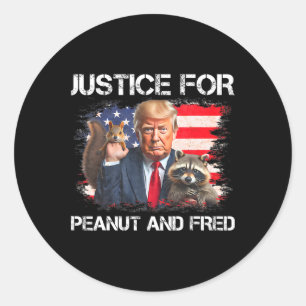 Adesivo Redondo Justiça Para O Esquilo De Peanut Fred Raccoon Vote