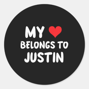 Adesivo Redondo Justin - Meu Coração Pertence A Justin - Amor