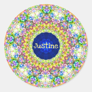 Adesivo Redondo JUSTINE ~ Doce Padrão Floral ~ Personalizado ~