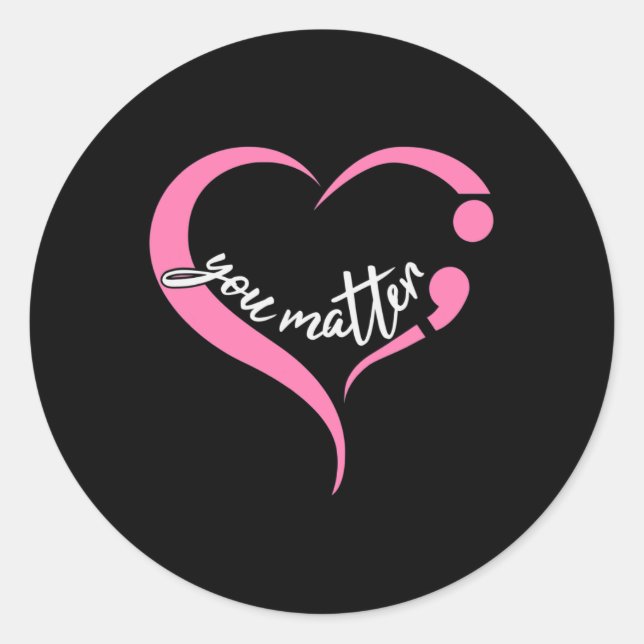 Adesivo Redondo Juventude Matéria Semicolon Saúde Mental e Suicídi (Frente)