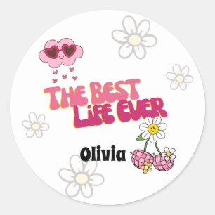 Adesivo Redondo JW Retro Best Life Ever Stickers for Sisters