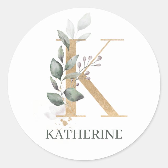 Adesivo Redondo K Monograma Floral Planner Classic Rou (Frente)