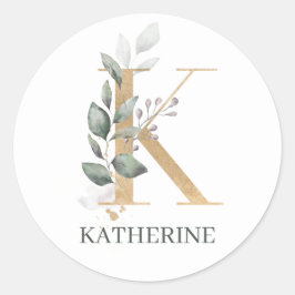 Adesivo Redondo K Monograma Floral Planner Classic Rou