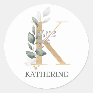 Adesivo Redondo K Monograma Floral Planner Classic Rou