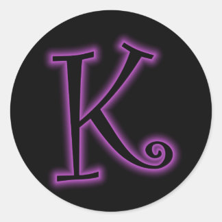 Adesivo Redondo K Monograma Purple Neon