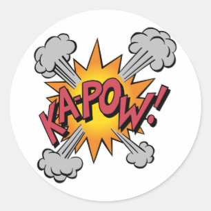 Adesivo Redondo KA-POW! Desenho Gráfico de Quadrinhos
