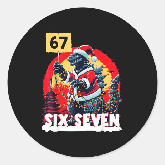 Adesivo Redondo Kaiju Christmas 67 Santazilla Japanese Monster Din (Frente)