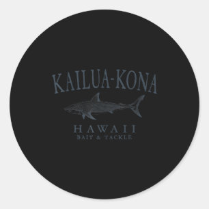 Adesivo Redondo Kailua - kona havaí tubarão arte retrô em ardósia