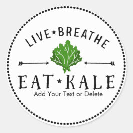 Adesivo Redondo Kale Love Live Brethe Eat Kale Personalizado