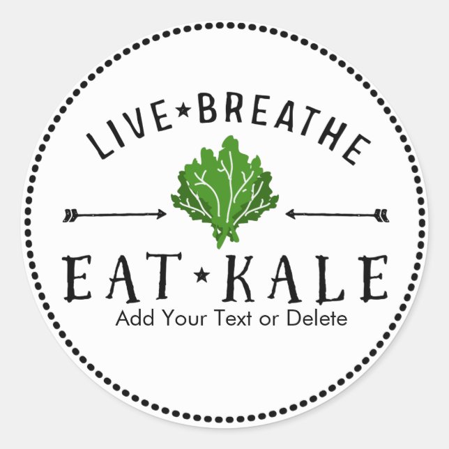 Adesivo Redondo Kale Love Live Brethe Eat Kale Personalizado (Frente)