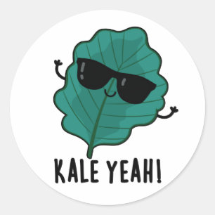 Adesivo Redondo Kale Sim Cute Veggie PUn