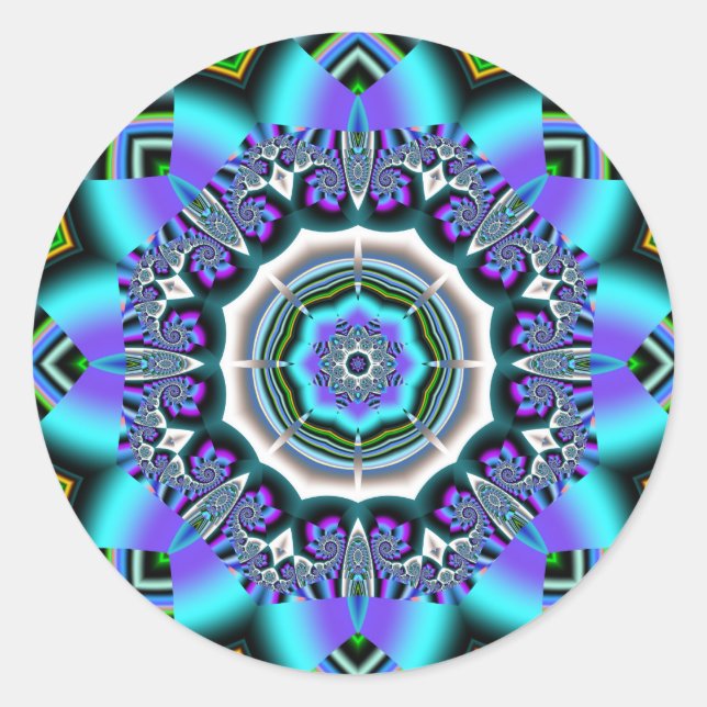 Adesivo Redondo KALEIDOSCÓPIO AZUL ~ Adesivos/Seladores de envelop (Frente)
