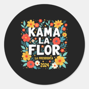 Adesivo Redondo Kama La Flor La Presidenta 2024 Kamala Harris