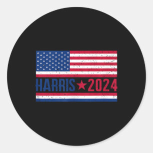Adesivo Redondo Kamala 2024 American Flag