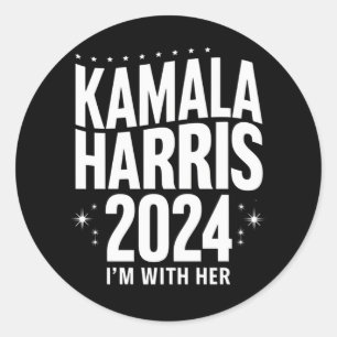 Adesivo Redondo Kamala 2024 Apoio Estou Com Ela Kamala Harris 