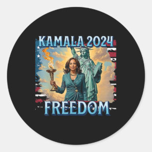 Adesivo Redondo Kamala 2024 Para A Campanha Presidencial Lady Libe