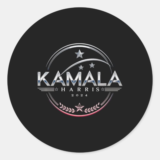 Adesivo Redondo Kamala 2024 Presidente Eleito Voto Democrata (Frente)