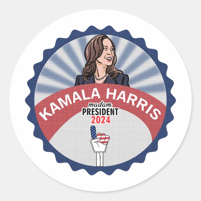 Adesivo Redondo Kamala 2024 Sticker (Frente)