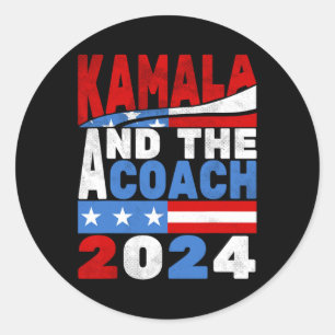 Adesivo Redondo Kamala E O Treinador Cat Lady Election 2024