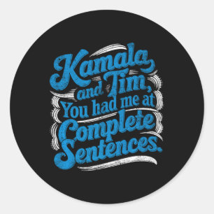 Adesivo Redondo Kamala E Tim Harris Wheimer Eleição Presidencial