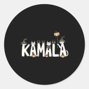 Adesivo Redondo Kamala Halloween Cat Lover Witname Design