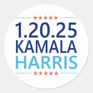Adesivo Redondo Kamala Harris 1ª Mulher Presidente 1.20.25