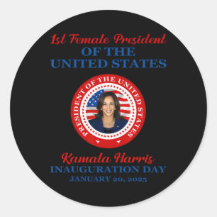 Adesivo Redondo Kamala Harris 1rua Presidente Inauguração Pa