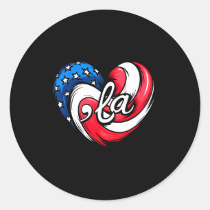 Adesivo Redondo Kamala Harris 2024 American Flag Heart Comma La Pa
