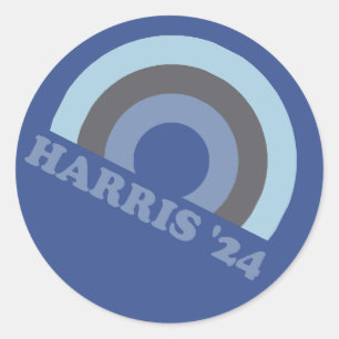 Adesivo Redondo Kamala Harris 2024 Arco-íris Retro