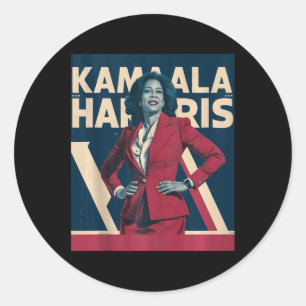 Adesivo Redondo Kamala Harris 2024 - Liderando com a Força Design