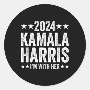 Adesivo Redondo Kamala Harris 2024 para a campanha presidencial Eu