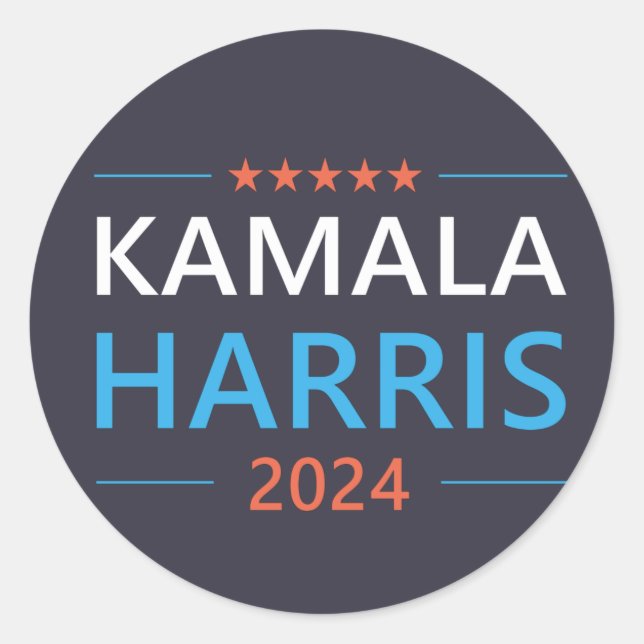 Adesivo Redondo Kamala Harris 2024 para o Presidente (Frente)