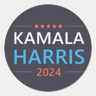 Adesivo Redondo Kamala Harris 2024 para o Presidente