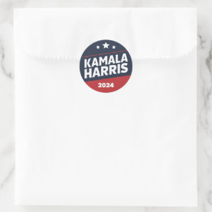 Adesivo Redondo Kamala Harris 2024 Para Presidente Retro Eleição