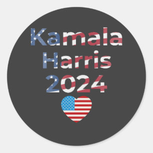 Adesivo Redondo Kamala Harris 2024 Patriótico