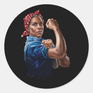 Adesivo Redondo Kamala Harris 2024 Rosie The Riveter Chilless Cat