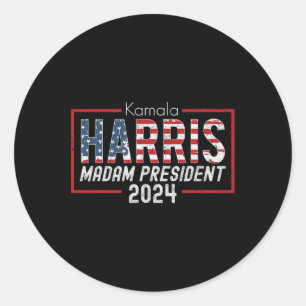 Adesivo Redondo Kamala Harris 2024 Senhora Presidente Eleição Cost