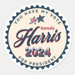 Adesivo Redondo Kamala Harris 2024 | Tem o meu voto