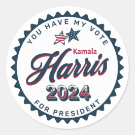 Adesivo Redondo Kamala Harris 2024 | Tem o meu voto
