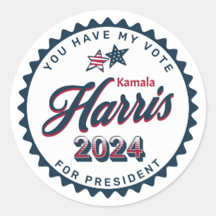 Adesivo Redondo Kamala Harris 2024   Tem o meu voto
