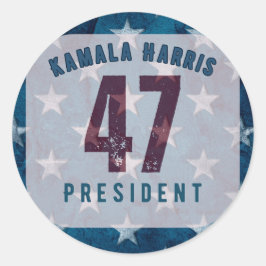 Adesivo Redondo Kamala Harris 47º Presidente. Arredondada