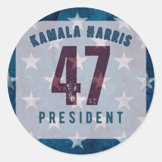 Adesivo Redondo Kamala Harris 47º Presidente. Arredondada