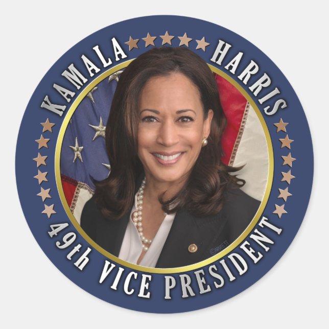Adesivo Redondo Kamala Harris 49º vice-presidente comemorativo (Frente)