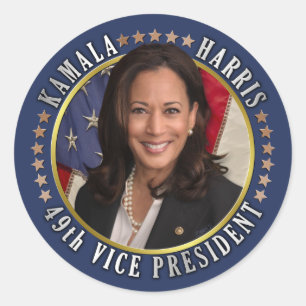 Adesivo Redondo Kamala Harris 49º vice-presidente comemorativo