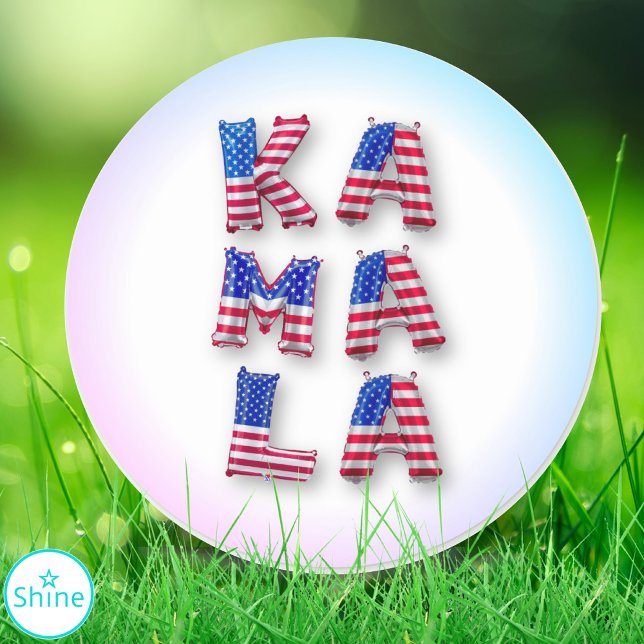 Adesivo Redondo Kamala Harris American Flag Balloon Alphabets Cute (Criador carregado)