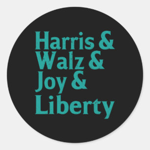 Adesivo Redondo Kamala Harris &amp; W Joy Liberty Apoia Tee