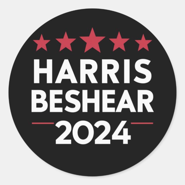 Adesivo Redondo Kamala Harris Andy Beshear 2024 Harris Beshear 202 (Frente)