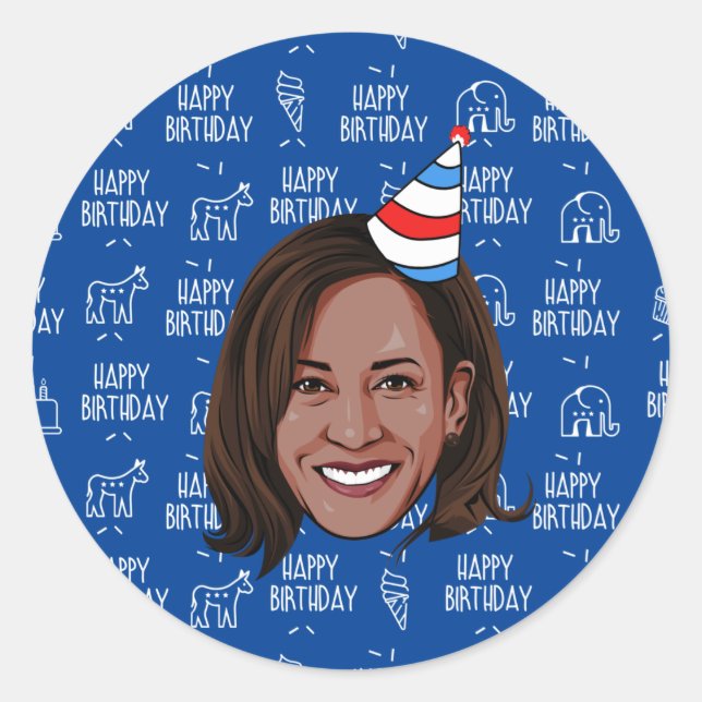 Adesivo Redondo KAMALA HARRIS Birthday (Frente)